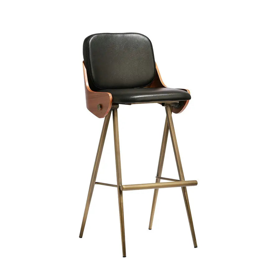 Modern Velvet Upholstered Metal Industrial Bar Stool for Kitchen