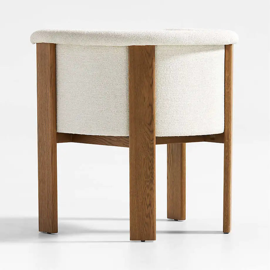 Nordic Upholstered Curved Back Solid Oak Dining Chair - Modern Luxury Seating