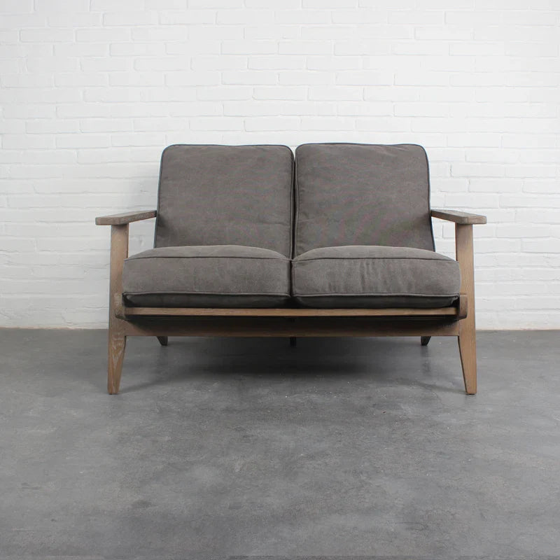 Elegant Solid Oak Recliner Lounge Chair with Plush Linen Upholstery