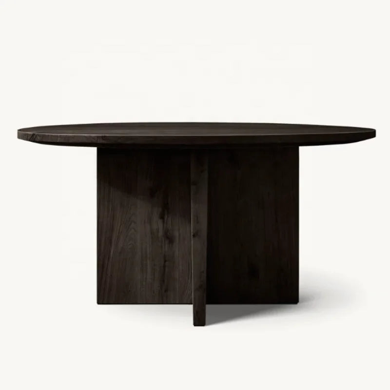 Exquisite High-Grade Round Wooden Dining Table Set - Customizable Oak Solid Wood