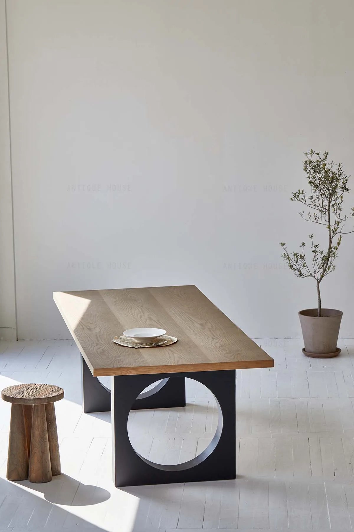 Rustic French Provincial Reclaimed Elm Wood Stool for Living Room Accent