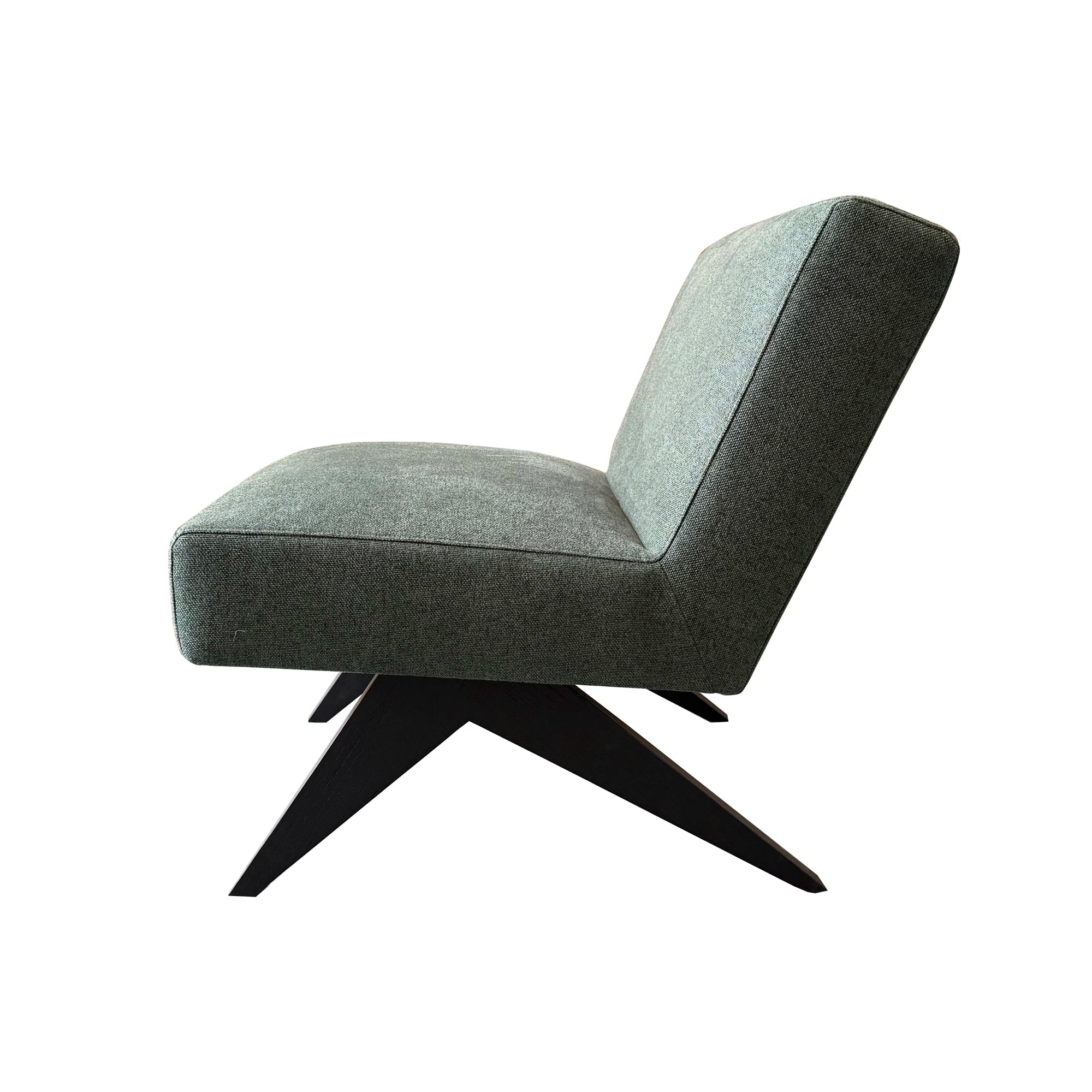 Modern Armless Upholstered Dining Chair Solid Oak Frame Comfortable Fabric