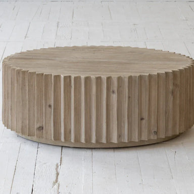 Elegant Round Wooden Coffee Table - Designer Solid Pine Centerpiece Furniture