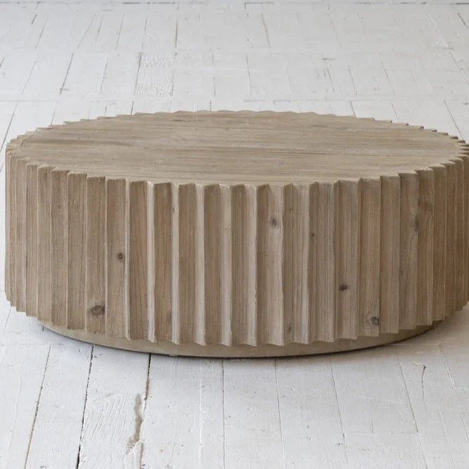 Elegant Round Wooden Coffee Table - Designer Solid Pine Centerpiece Furniture