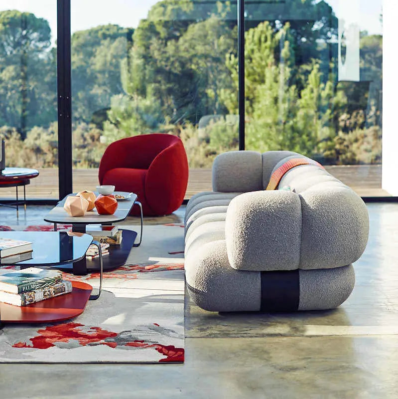 Modern Italian Teddy Fabric Upholstered Luxury Living Room Sofa