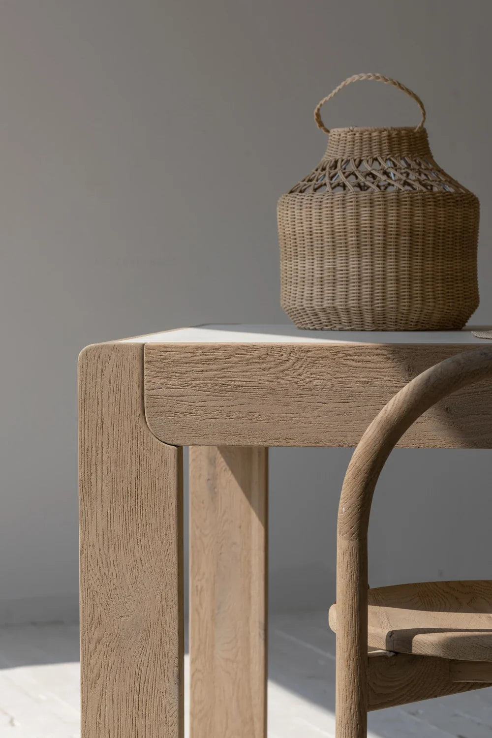 Elegant Scandinavian 8-Seater Dining Table, White Concrete Look Oak Frame