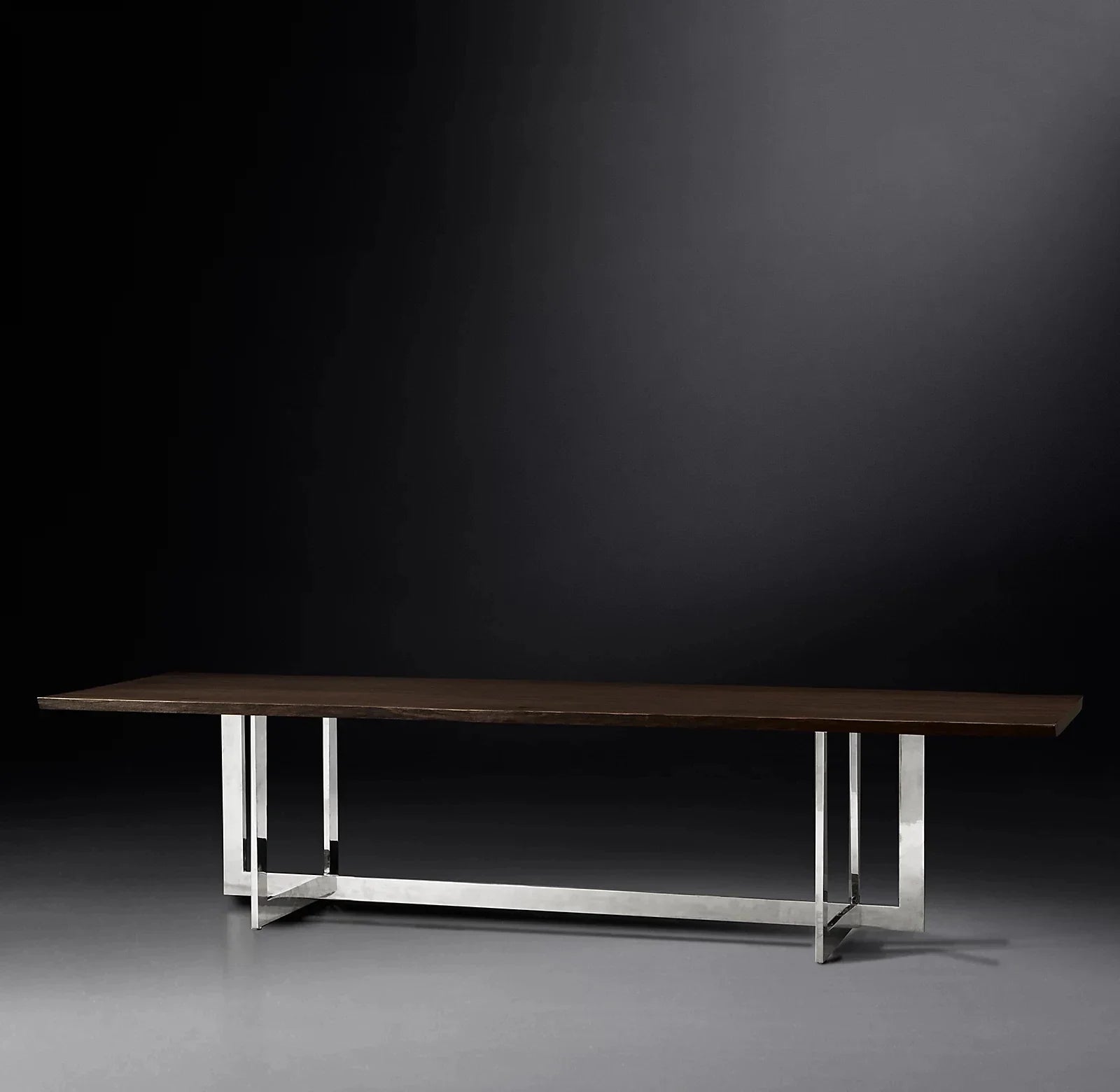 Durable Solid Wood Rectangular Dining Table with Sleek Metal Base
