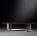 Durable Solid Wood Rectangular Dining Table with Sleek Metal Base