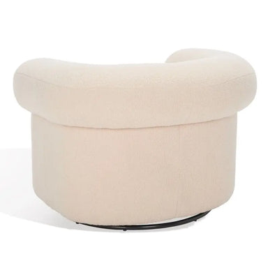 Luxurious White Boucle Swivel Accent Chair, Low Back, Upholstered Living Room Armchair