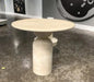 Elegant Beige Travertine Side Table: Modern Natural Stone Accent Furniture