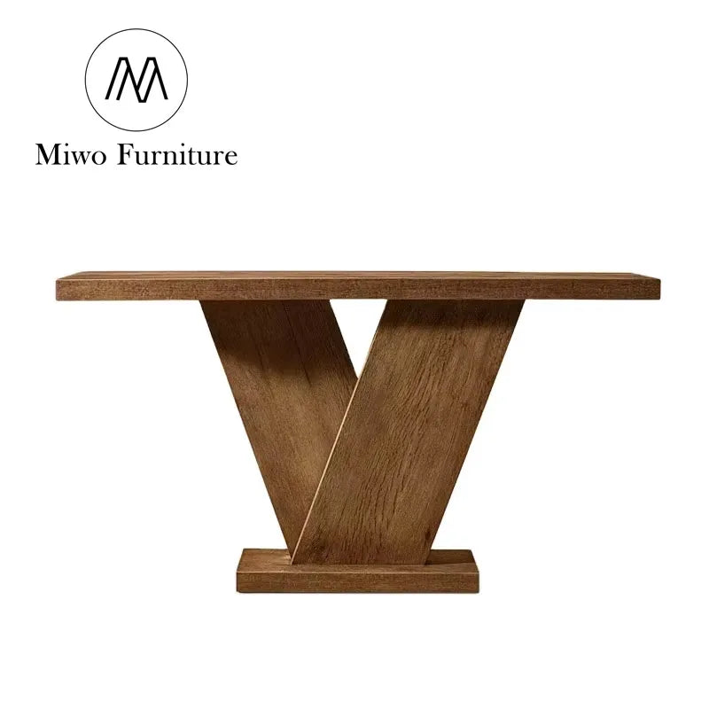 Antique Brown Solid Wood Luxury Villa Entrance Console Table