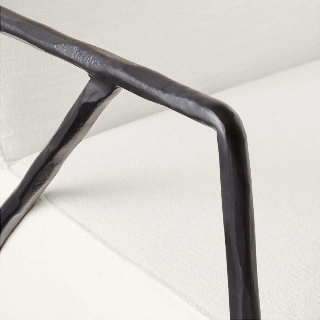 Modern White Occasional Chair Forged Metal Frame Living Room Accent