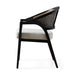 Aimee Modern Upholstered Rattan Back Dining Arm Chair, Solid Oak Frame