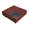 Elegant Mid-Century Modern Tempered Glass Teak Wood Storage Coffee Table