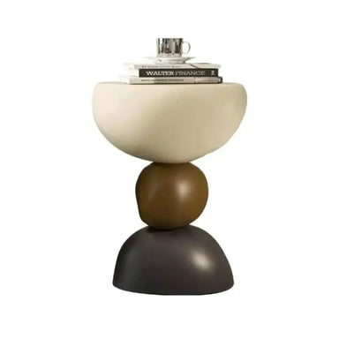 Modern Fiberglass Stack Art Side Table, Minimalist Living Room End Table