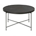Elegant Round Metal Frame Coffee Table with Wood, Marble, Glass Top