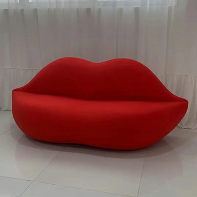 Chic Red Lip-Shaped Velvet Sofa, Modern Living Room Statement Sofa