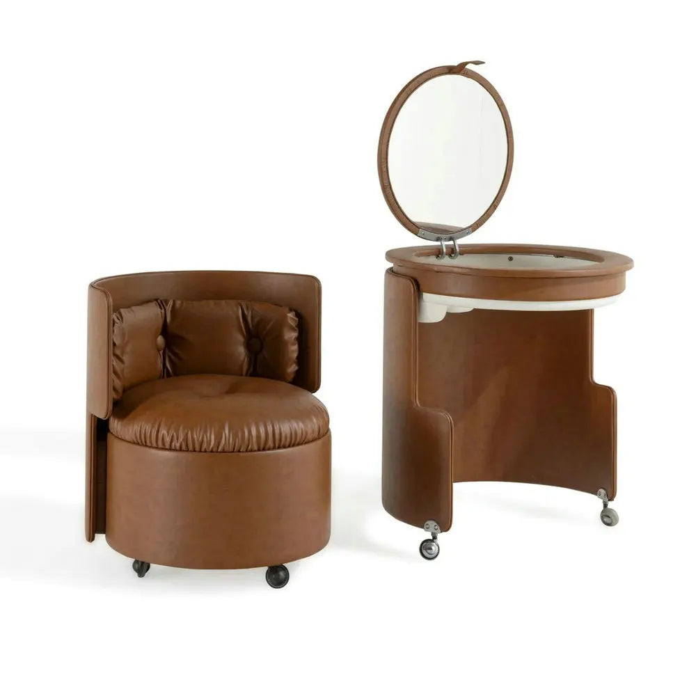 Luxury Foldable Dressing Vanity Mirror with Storage and Stool, Modern Design