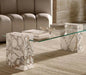 Luxury White Carrara Marble Coffee Table: Elegant Rectangle Design, Durable Stone Finish