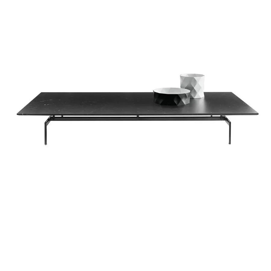 Elegant French Style Black Marble Coffee Table for Modern Living Room