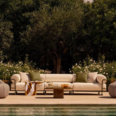 Modern Aluminum Alloy Outdoor Sofa Chaise with Plush Fabric Cushions for Home & Hotel