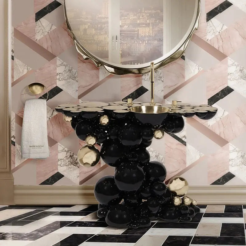 Modern Gold Stainless Steel and Marble Luxury Entrance Console Table