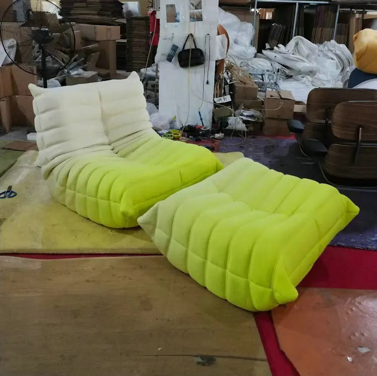 Modern Velvet Round Ottoman Stool, Large Designer Living Room Pouf Bench