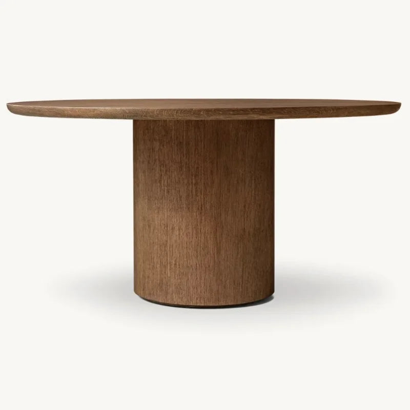 Elegant Modern Round Dining Table Durable Solid Wood Veneer Customizable Sizes