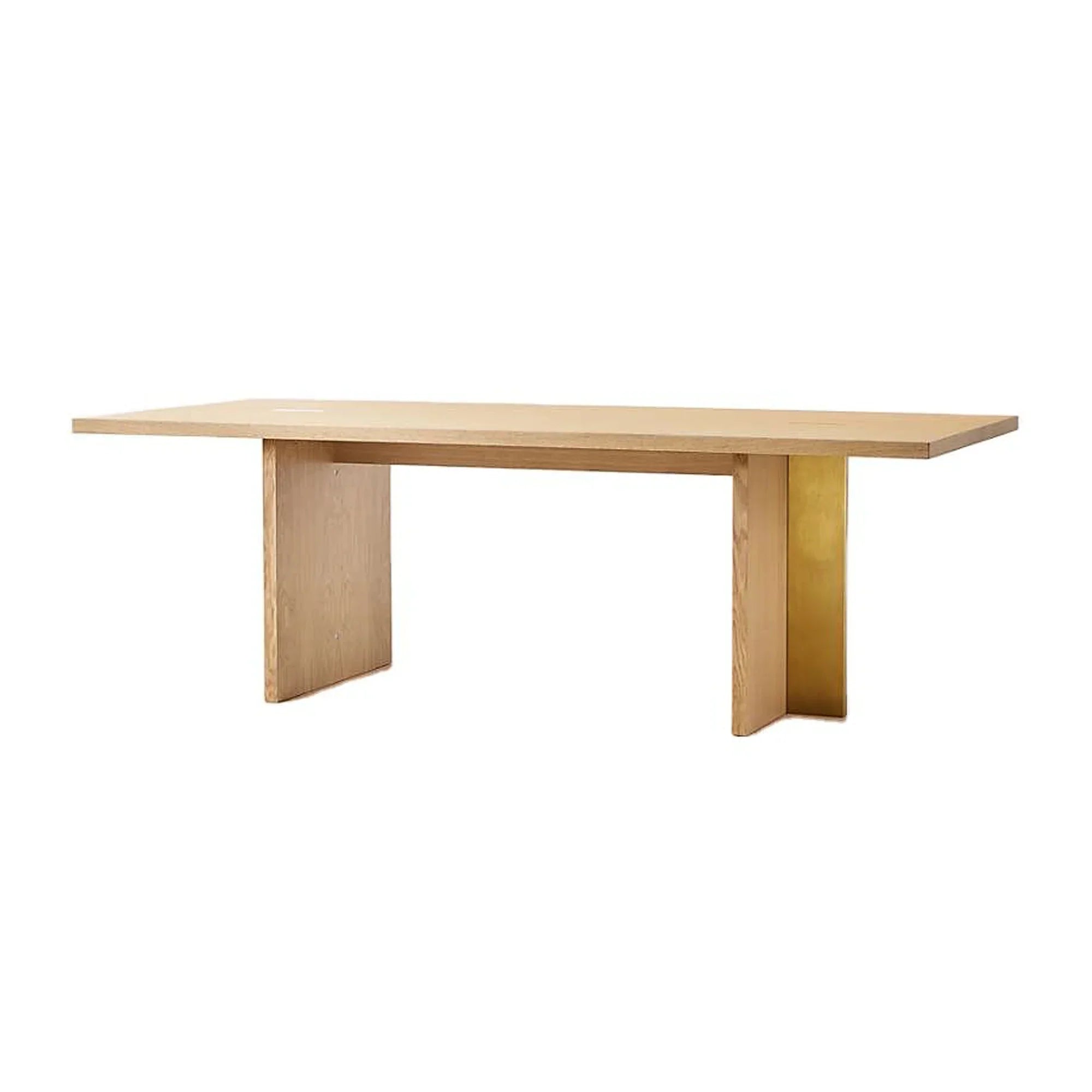 Modern Natural Oak 10-Seater Dining Table with Elegant Gold Metal Legs