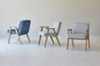 Elegant Mid-Century Modern Japandi Accent Chair - Fabric & Oak Living Room Seating