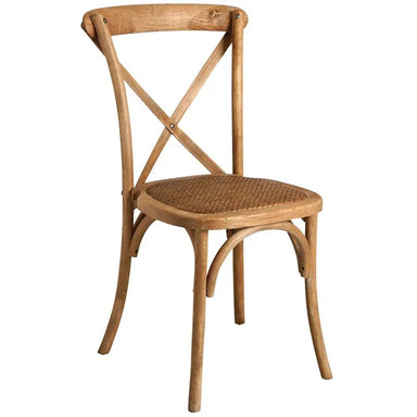 Premium Oak Wood Cross Back Chair Stackable Dining Event Rental Furniture