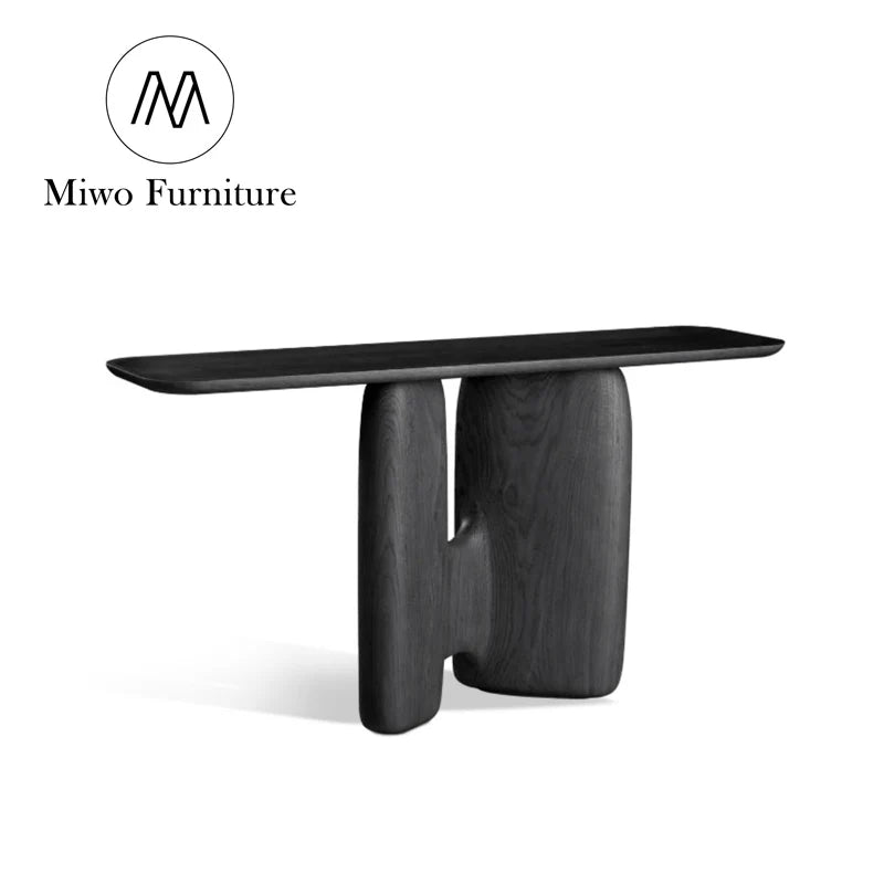 Sleek Modern Nordic Wooden Entryway Narrow Mirrored Console Table