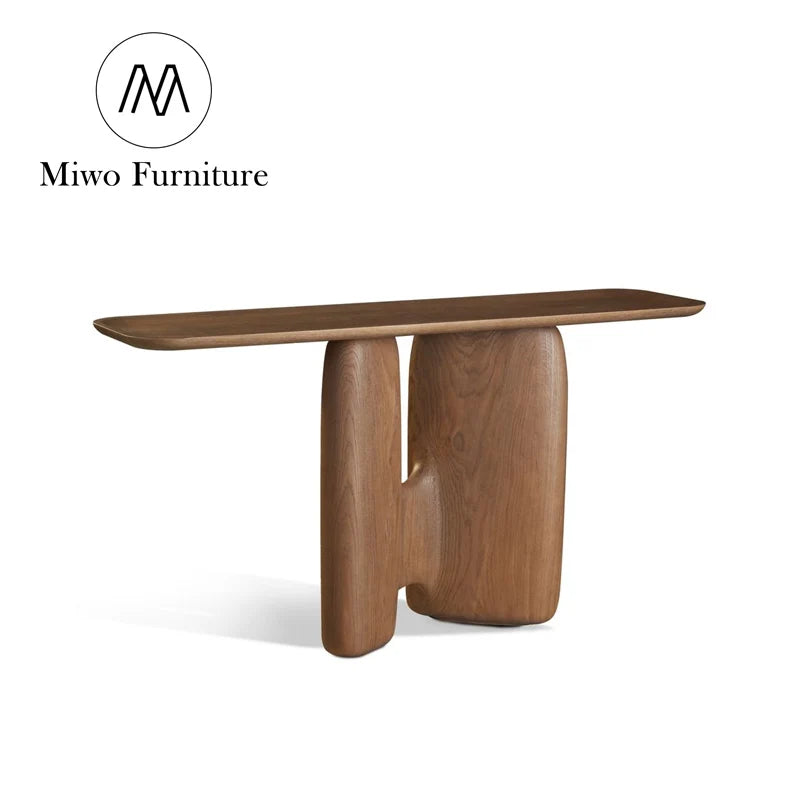 Sleek Modern Nordic Wooden Entryway Narrow Mirrored Console Table