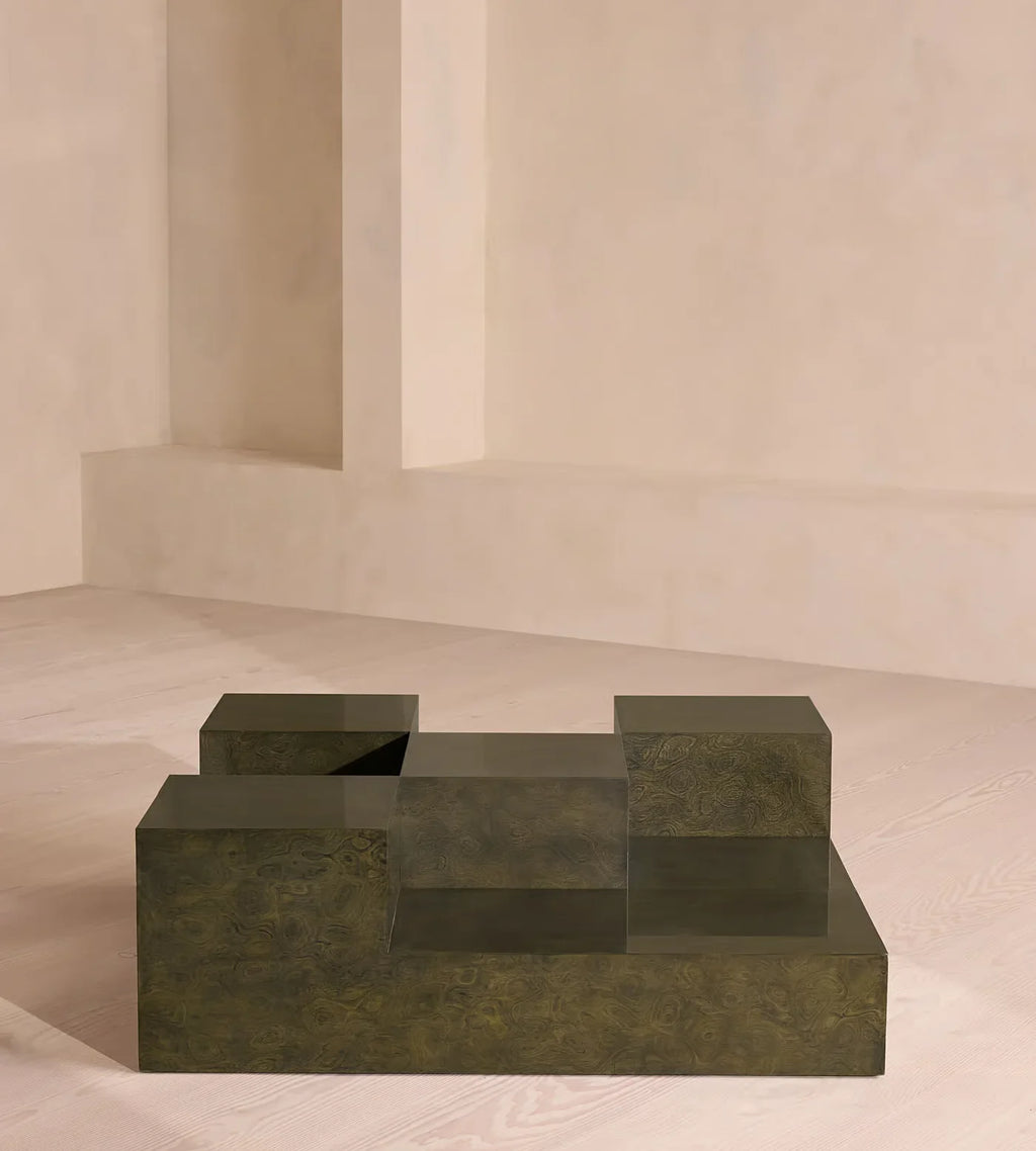 Luxury Italian Cherry Burl Modern Wooden Coffee Table Handcrafted Custom Living Room Furniture