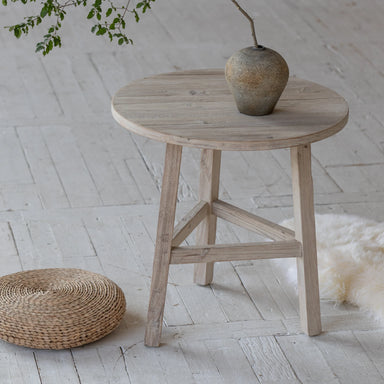 French Chic Minimal Recycled Solid Wood Accent Table - SD Grey White