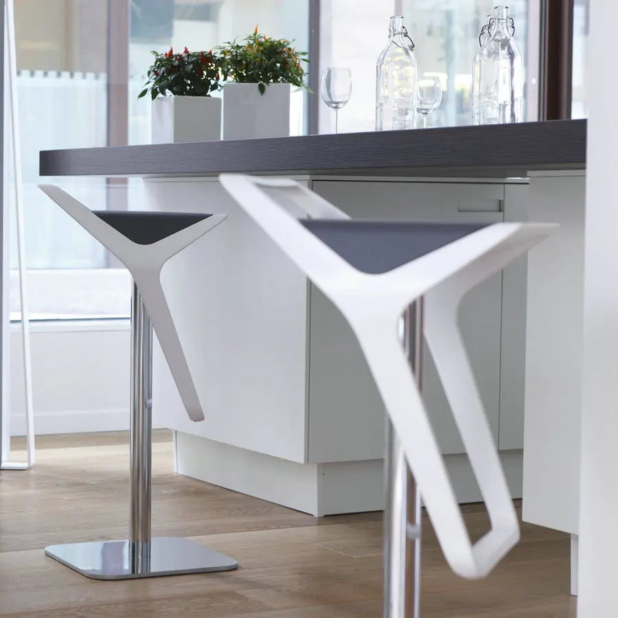 Modern Adjustable Swivel Bar Stool, Chromed Base, Premium PU Leather