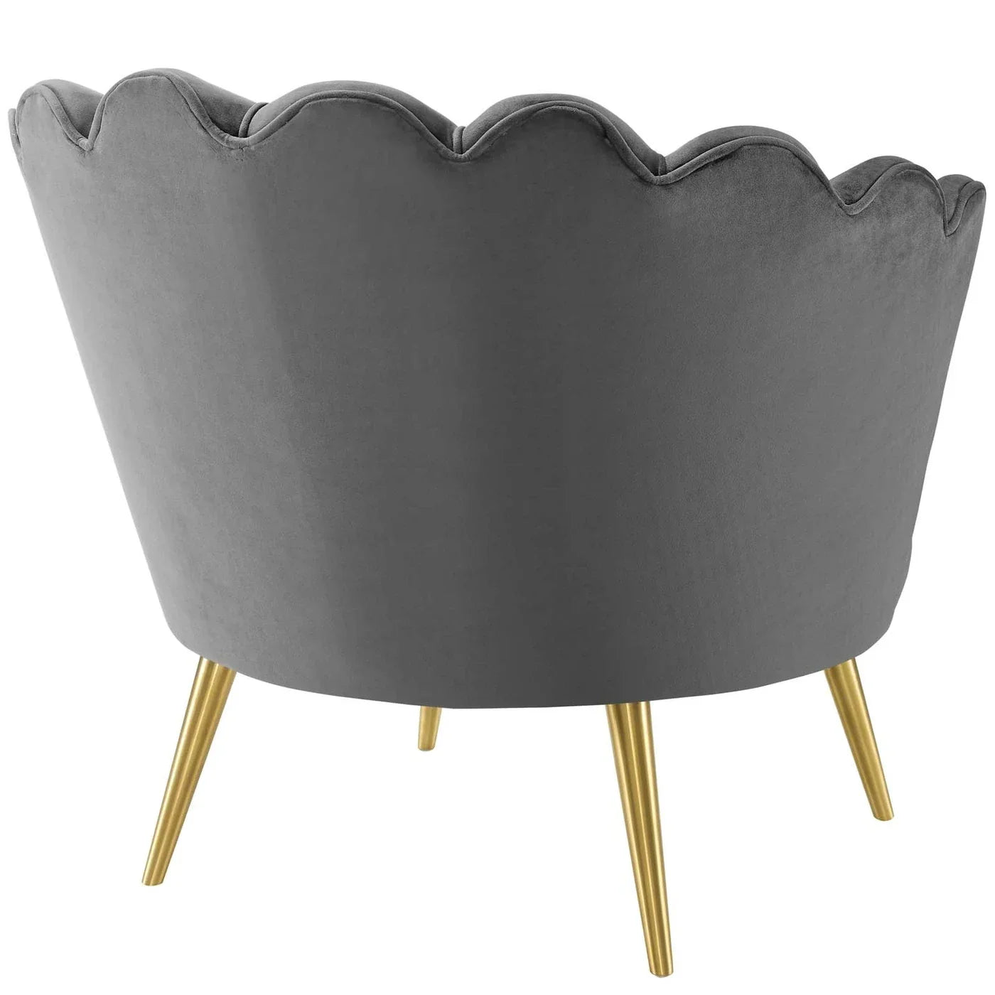 Elegant Italian Velvet Scallop Accent Armchair for Comfy Living Room Leisure