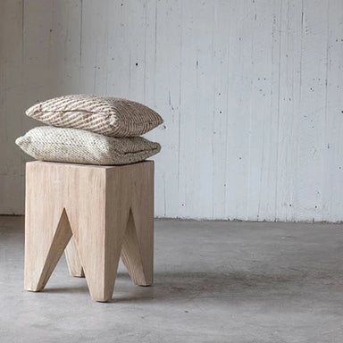 Chic Distressed Solid Pine Square Stool - French Nordic Coastal Living Accent
