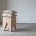 Chic Distressed Solid Pine Square Stool - French Nordic Coastal Living Accent