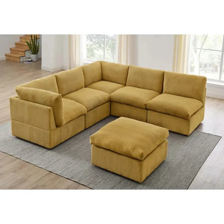 Modular Fabric Sectional Sofa Set - Modern High-End Corduroy Couch