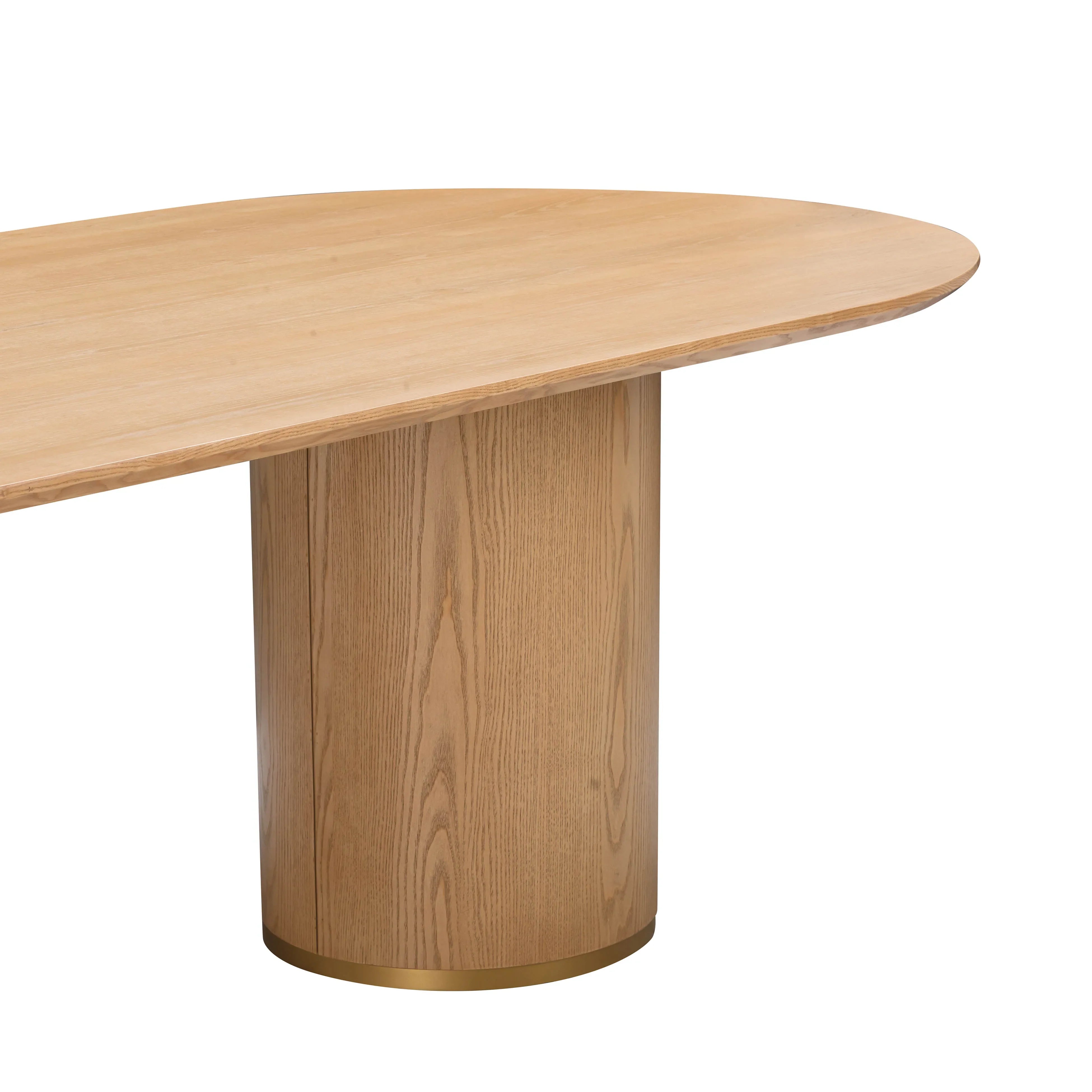 Elegant Oval Oak Wood Dining Table with Cylinder Legs, Modern 8-Seater