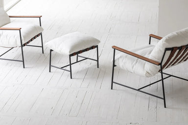 Minimalist Nordic Steel Upholstered Accent Chair Ottoman for Modern Living Spaces
