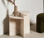 Tostone Modern Travertine Stone Side Table - Elegant Rice White Accent Furniture