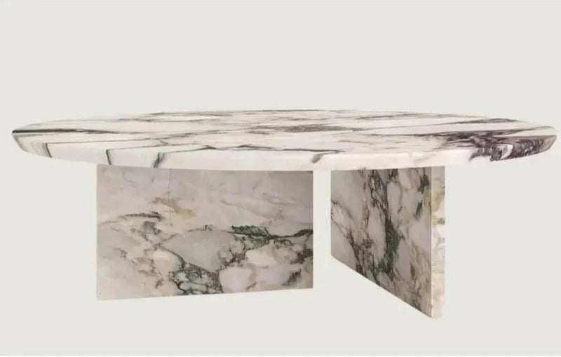 Elegant Oval Natural Travertine Coffee Table for Luxury Living Room Decor