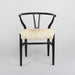 Premium Natural Oak Wishbone Dining Chair with Luxurious Black Sheepskin Seat