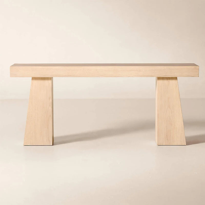Contemporary Bleached Oak Solid Wood Entryway Hallway Console Table