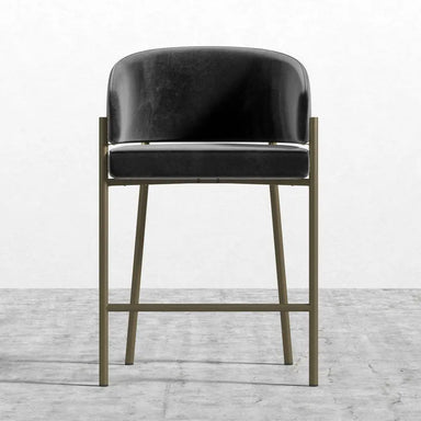 Modern Velvet Counter Height Bar Stool with Powder-Coated Black Metal Frame