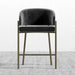 Modern Velvet Counter Height Bar Stool with Powder-Coated Black Metal Frame