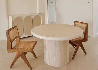 Elegant Round Travertine Dining Table for Modern Contemporary Home Decor