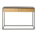 Elegant Black Metal Frame Console Table with Oak Wood Drawers for Modern Homes
